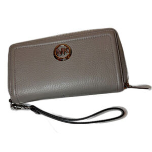 Michael Kors Gray Zip Around Wallet Wristlet